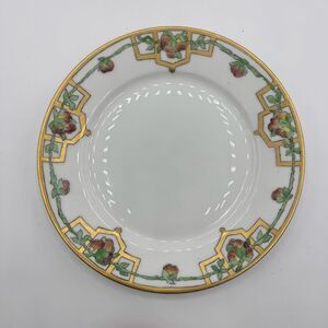 Vintage Haviland Limoges Hand Painted Porcelain Bread Plate Art Deco Fruit Gold